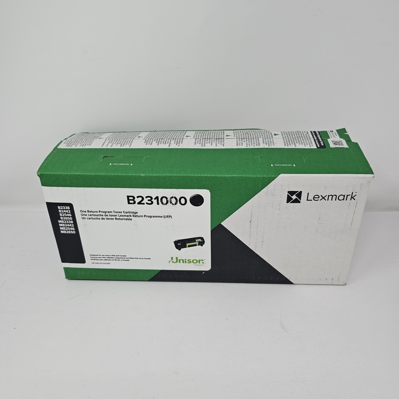 Lexmark B231000 One Return Program Toner Cartridge Black for B2338, B - OPEN BOX