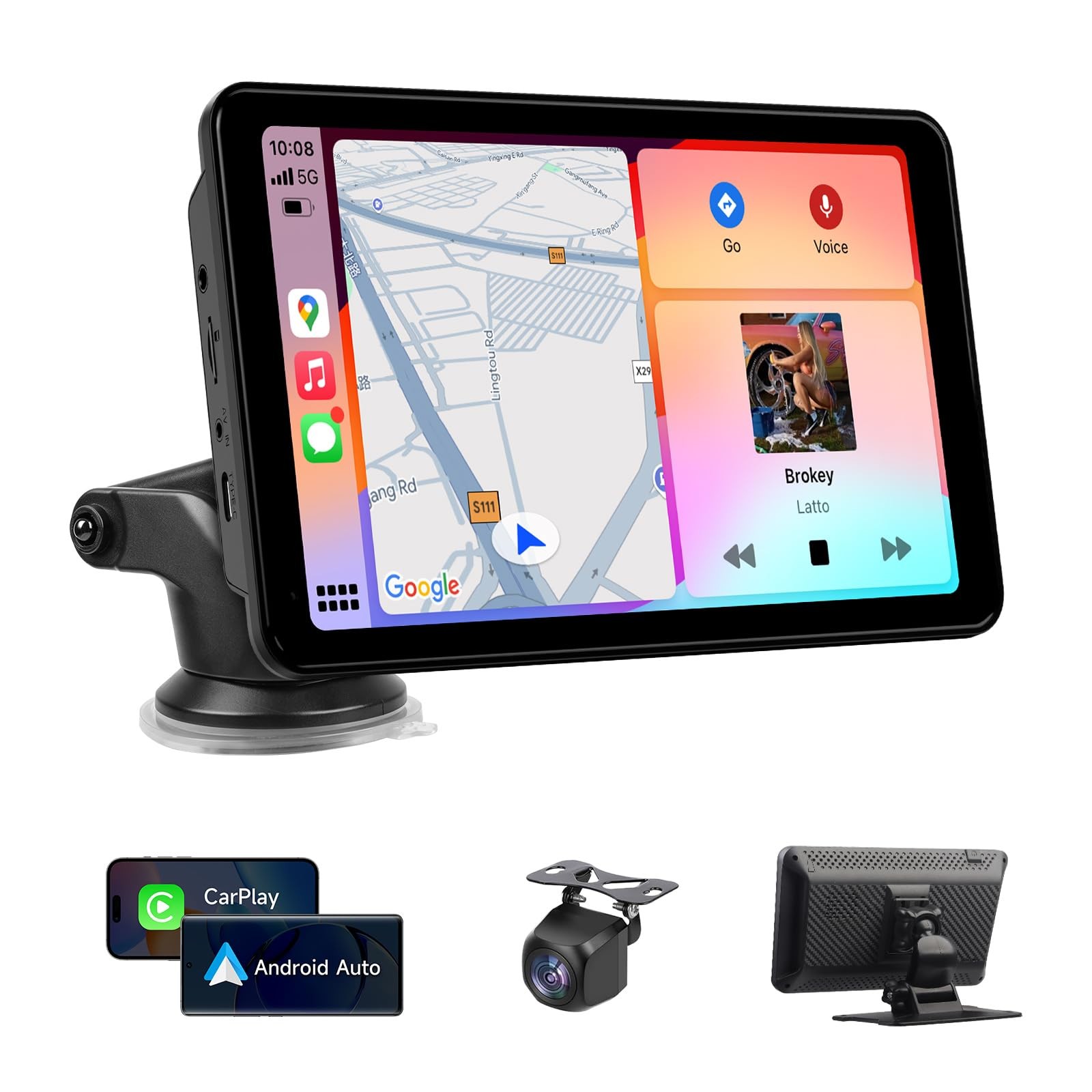 7 Inch Portable Carplay Android Auto Screen for Car Support TF Card