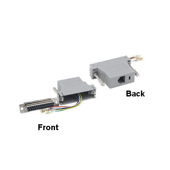 10PCS DB25 Female to RJ-12(6P6C) Female Modular Adapter RS-232 Serial Gray
