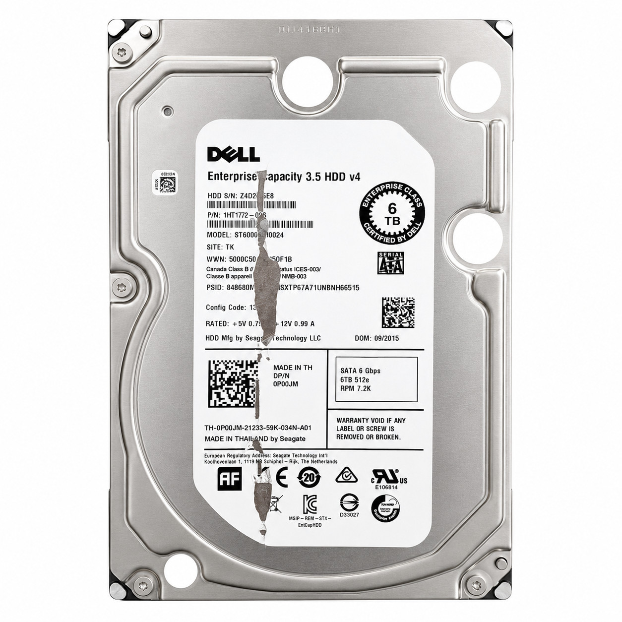 Dell 6TB ST6000NM0024 7200Rpm 128MB Cache Sata III 3.5" inch 0P00JM