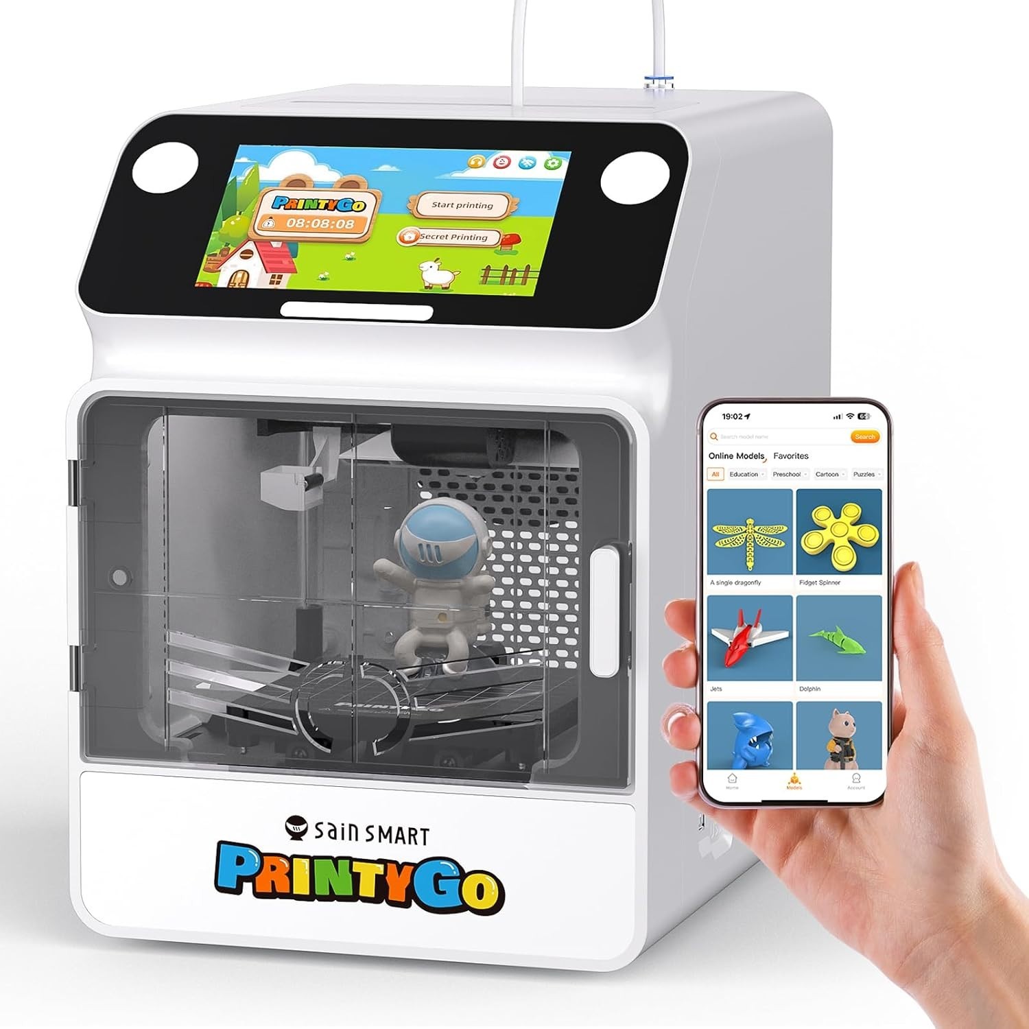 PrintyGo Mini 3D Printer for Kids, 600mm/s Auto Leveling Printer for Beginners