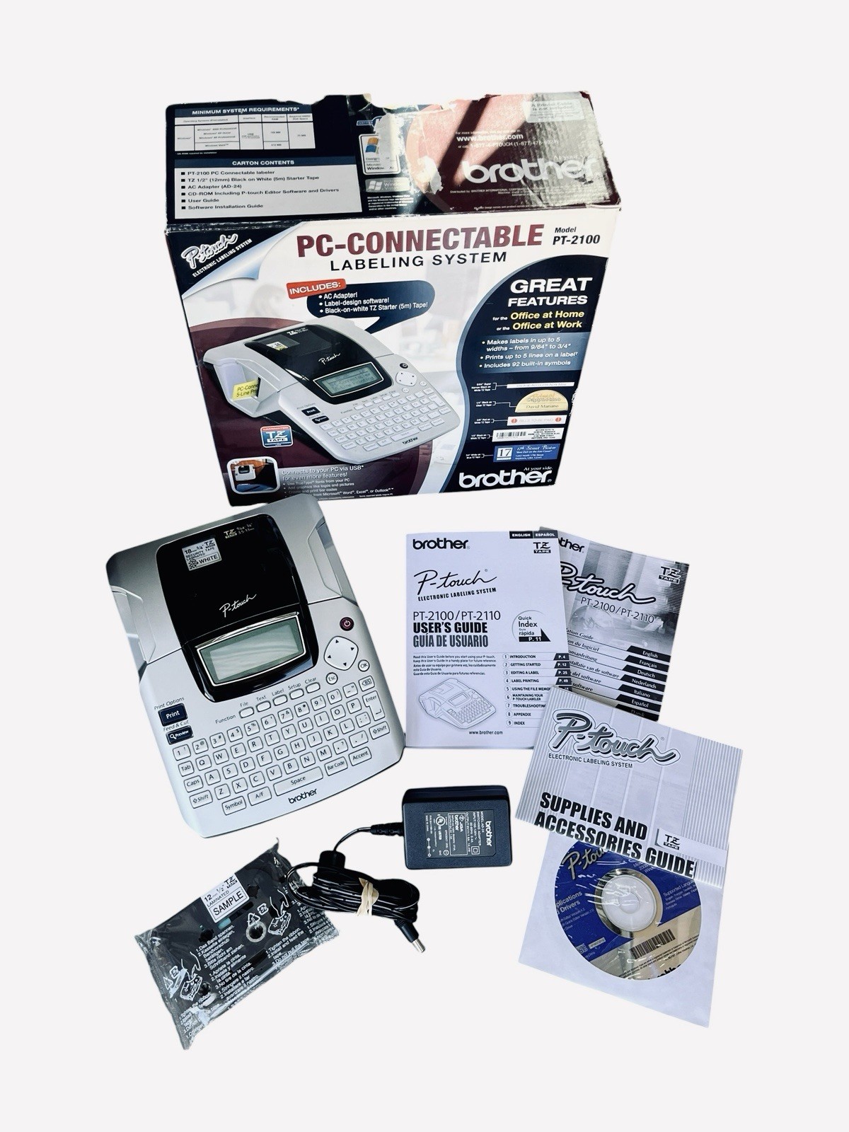 Brother P-Touch PT-2100 PC-Connectable Label System Electronic Printer *Complete