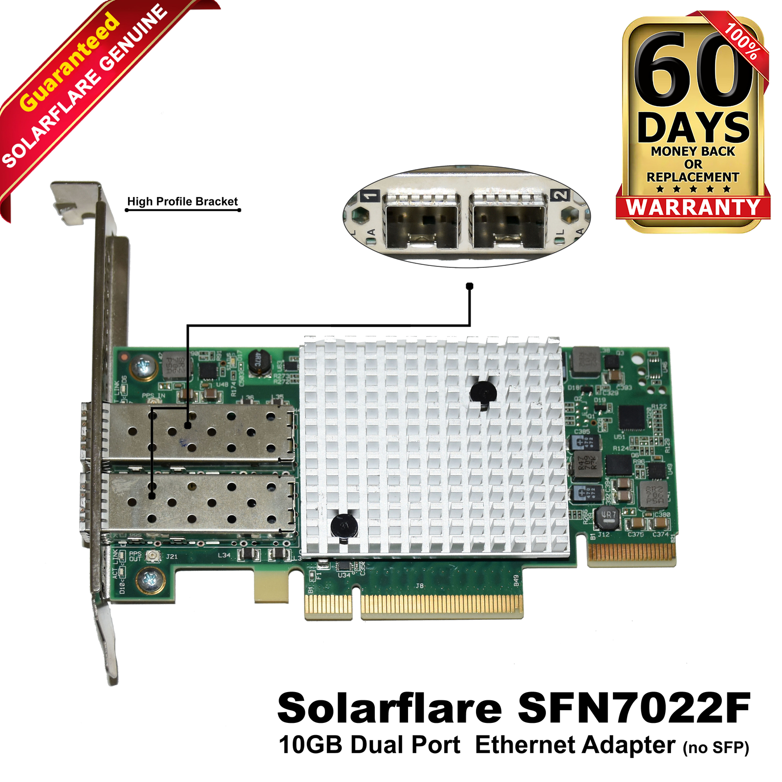 SolarFlare SFN7022F 10Gbps Dual-Port High Profile PCIe 3.0 x8 Network Adapter