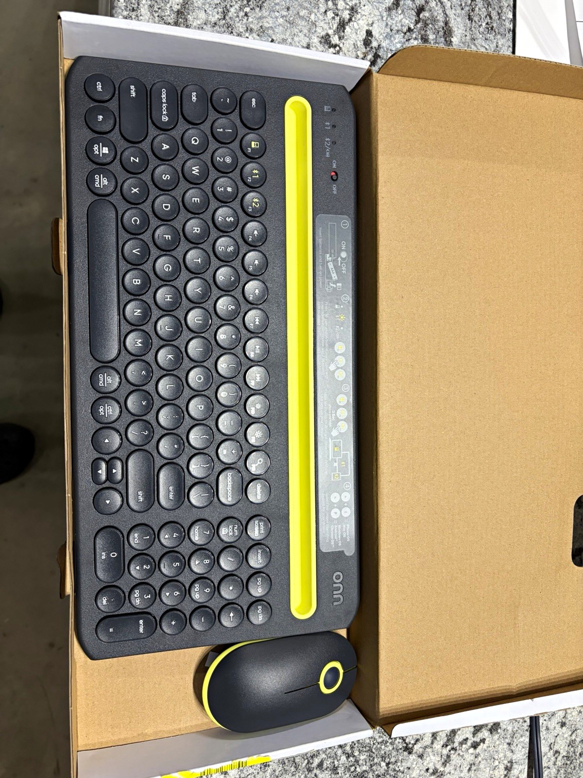 onn. Compact Keyboard & Mouse Bundle Black/Yellow QWERTY English Layout