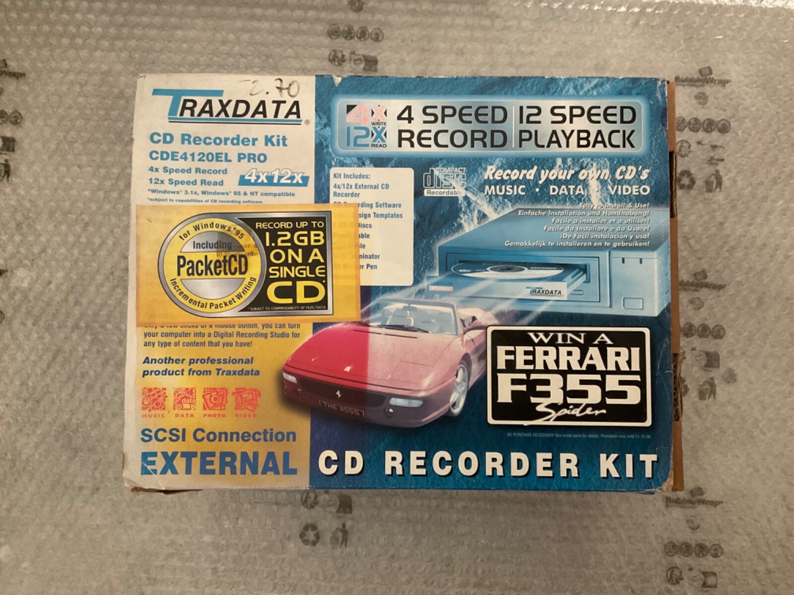 1998 VINTAGE TRAXDATA CDR 4120EL PRO FULL SET CD-R RECORD KIT NEW OLD STOCK