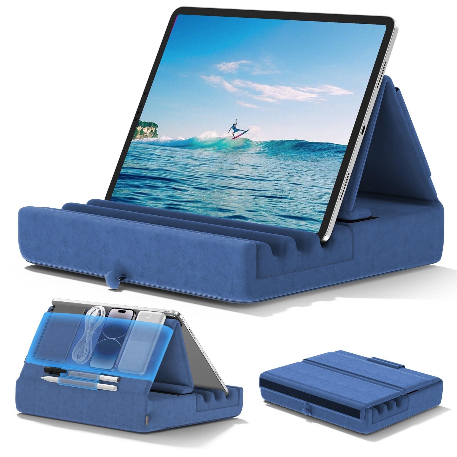 KDD Tablet Pillow Holder, Foldable IPad Stand For Lap, Bed And Desk -Tablet Soft