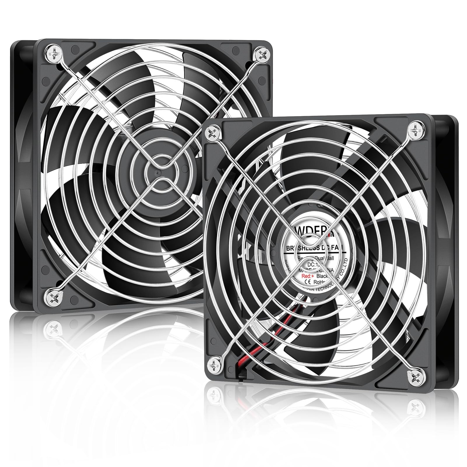 120Mm X 25Mm 12V DC Computer Brushless 2Pin PC Case Cooling Fan 2-Pack Dual Ball