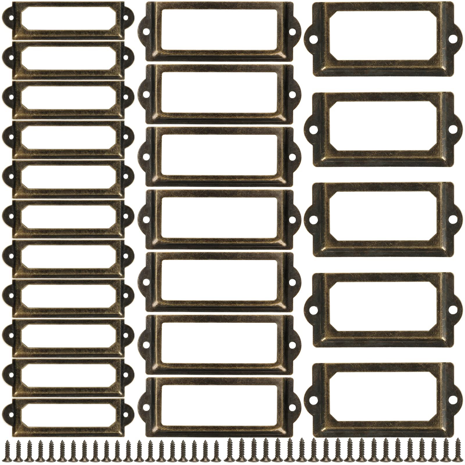60 Pcs Office Library File Drawer Cabinet Card Tag Label Holder Metal Frame, ...