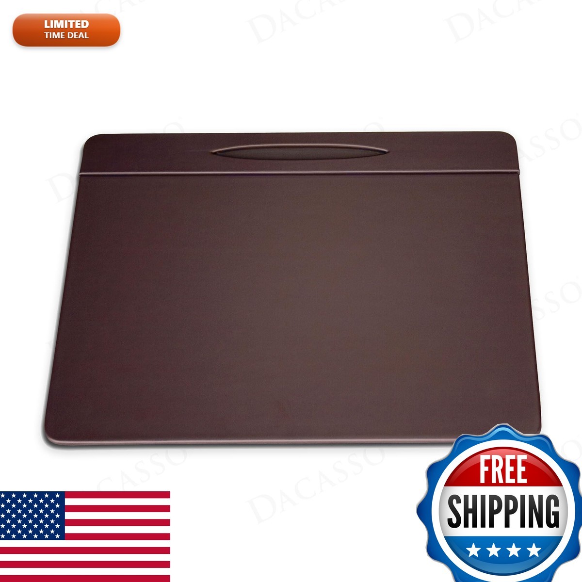 Dacasso 17" x 14" Brown Leatherette Conference Pad with Pen Well