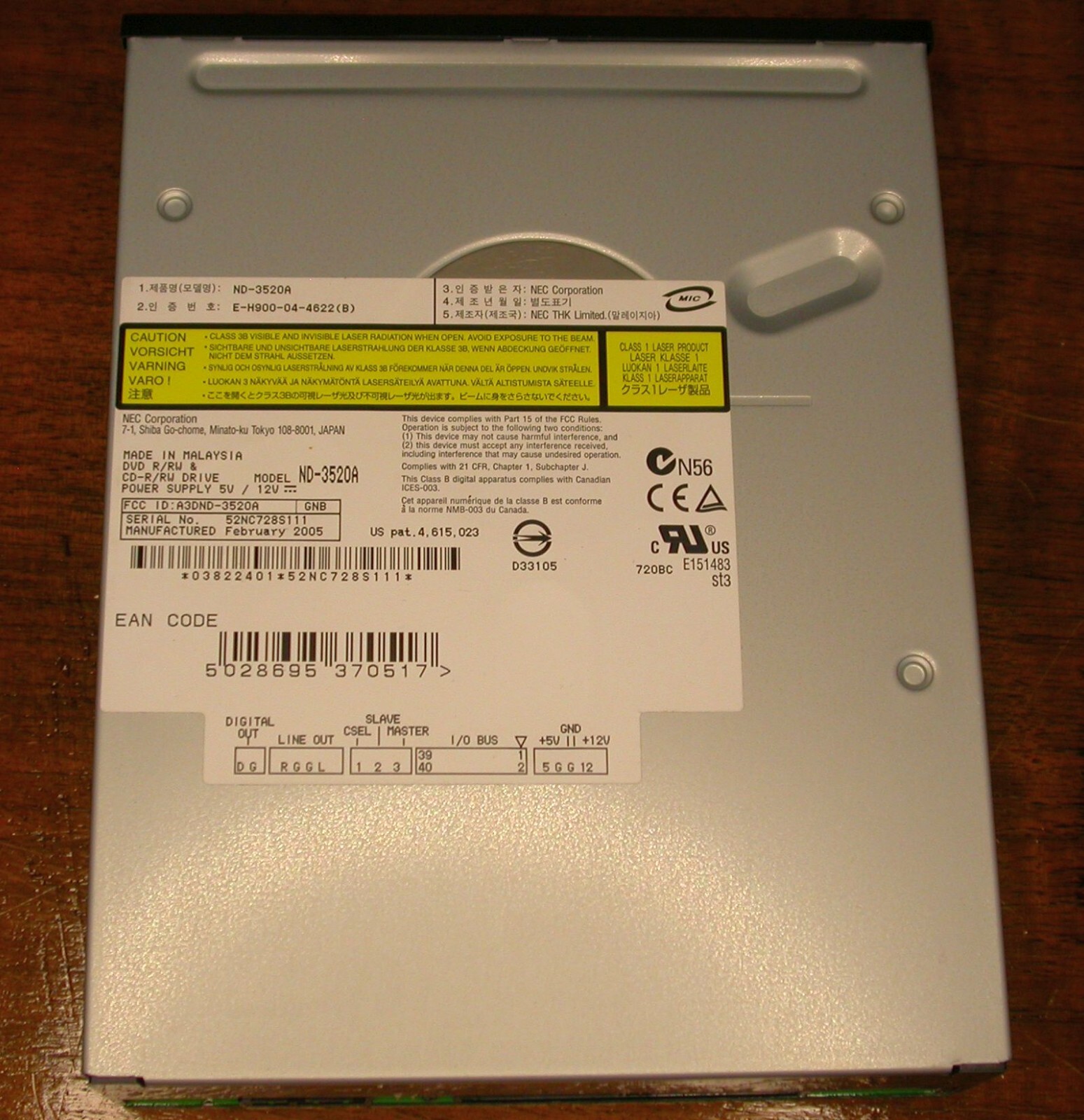 NEC ND-3520A DVD/CD Read/Write Optical Drive