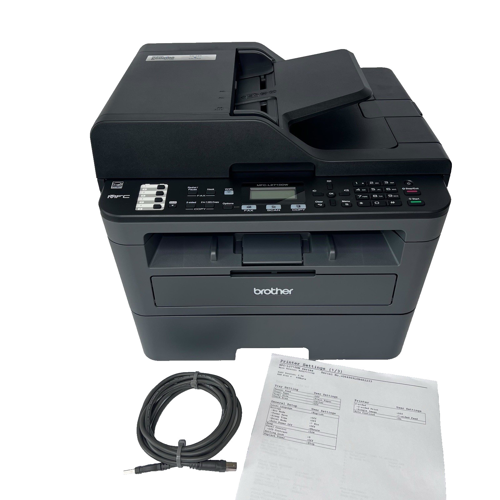 Brother MFC-L2710DW Laser All-in-One Printer 824 Pages WiFi Duplex Fax
