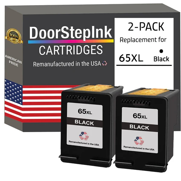 DoorStepInk Compatible Ink Cartridges For HP 65XL (N9K04AN) Black Twin Pack-USA