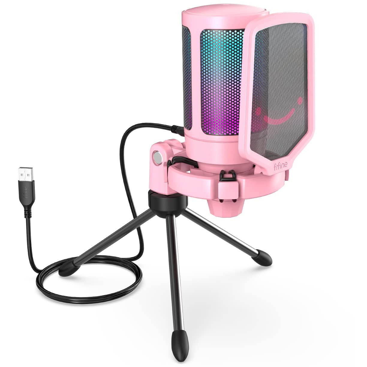 USB Gaming Microphone for Streaming Podcasts RGB AmpliGame PC Microphone