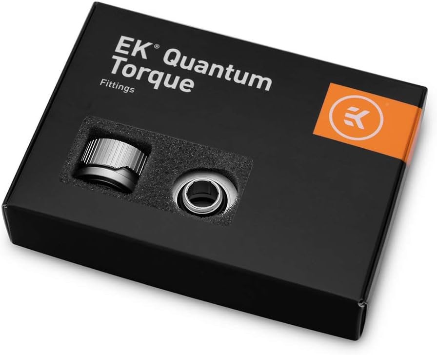 EKWB Quantum Torque HDC-16 Rigid 16mm Compression Fitting, Satin Titanium 6-Pack