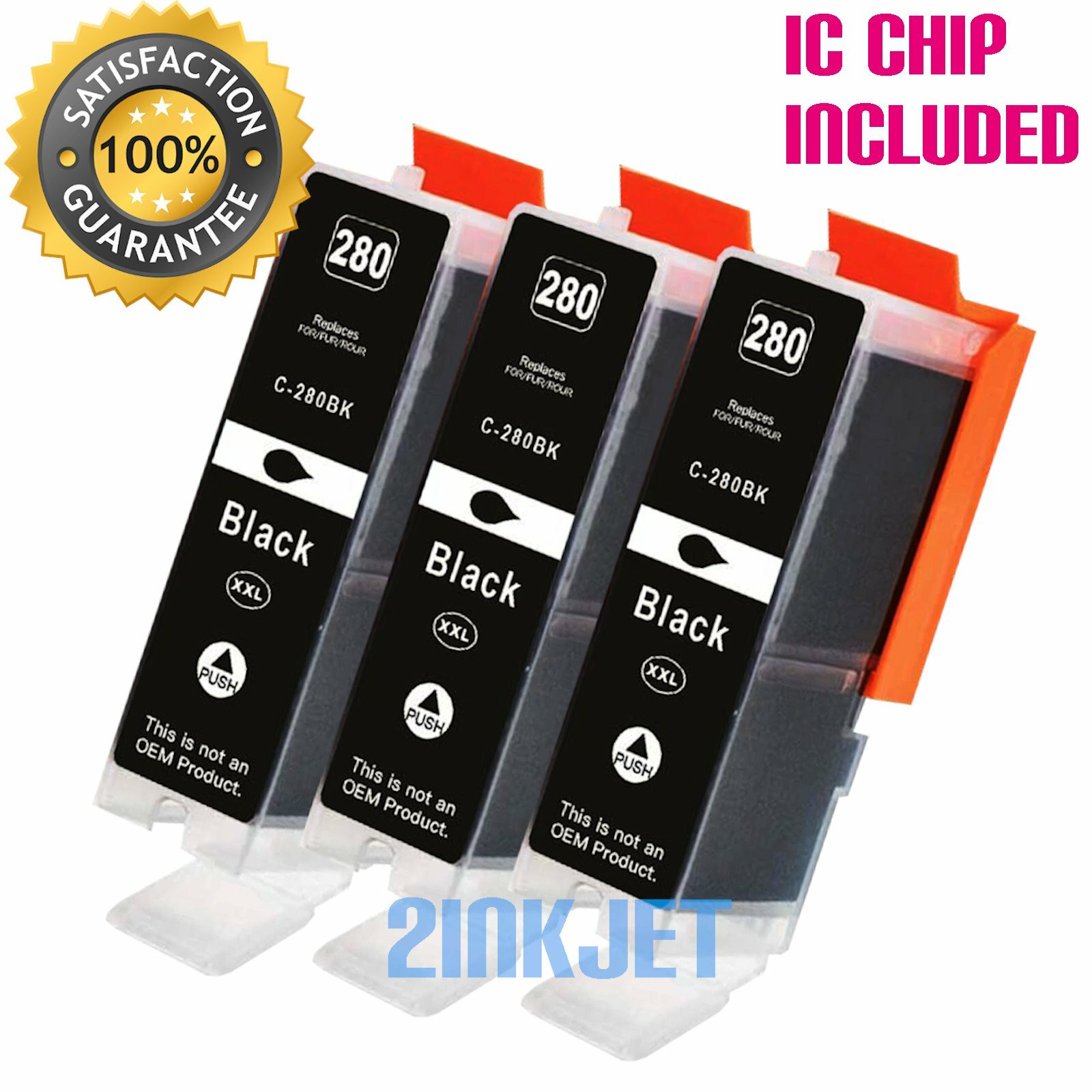 3x PGI-280XXL BK Ink Cartridge for Canon Pixma TR7520 TR8520 TS8320 TS8322 TS702