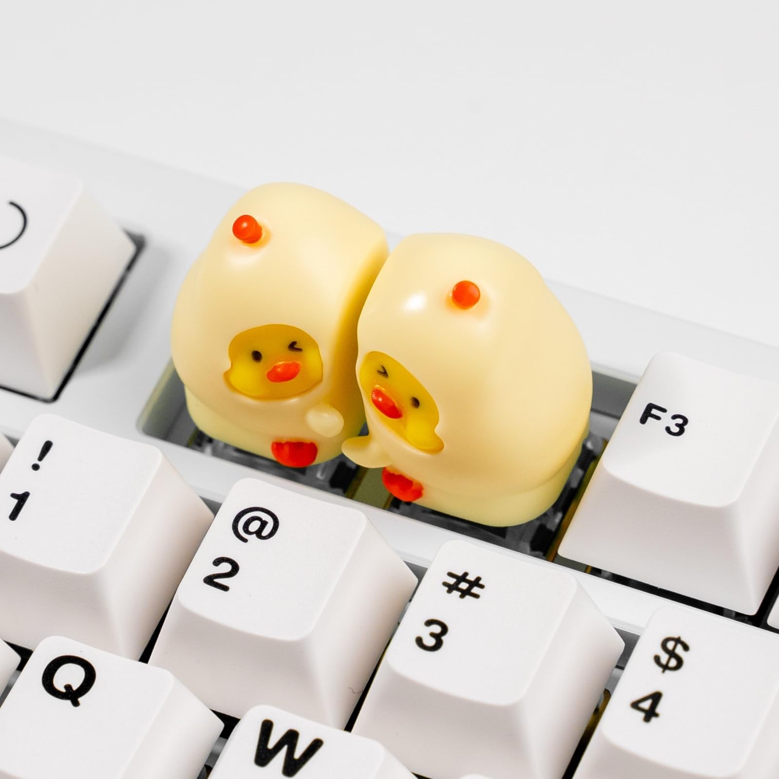 Cute Duck Mechanical Keyboard Keycaps, Cream Yellow Resin, 1U Size, MX Switch...