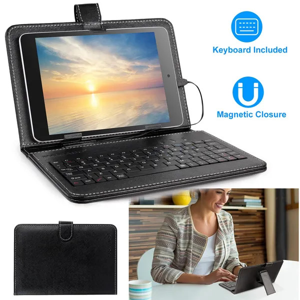 7.9in Protective Keyboard Case W/ Keyboard PU Leather Back Stand Tablet Cover