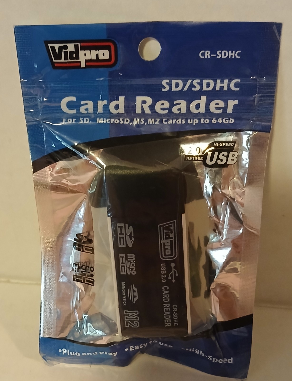 VidPro CR-SDHC SD/SDHC Card Reader New In Packaging 
