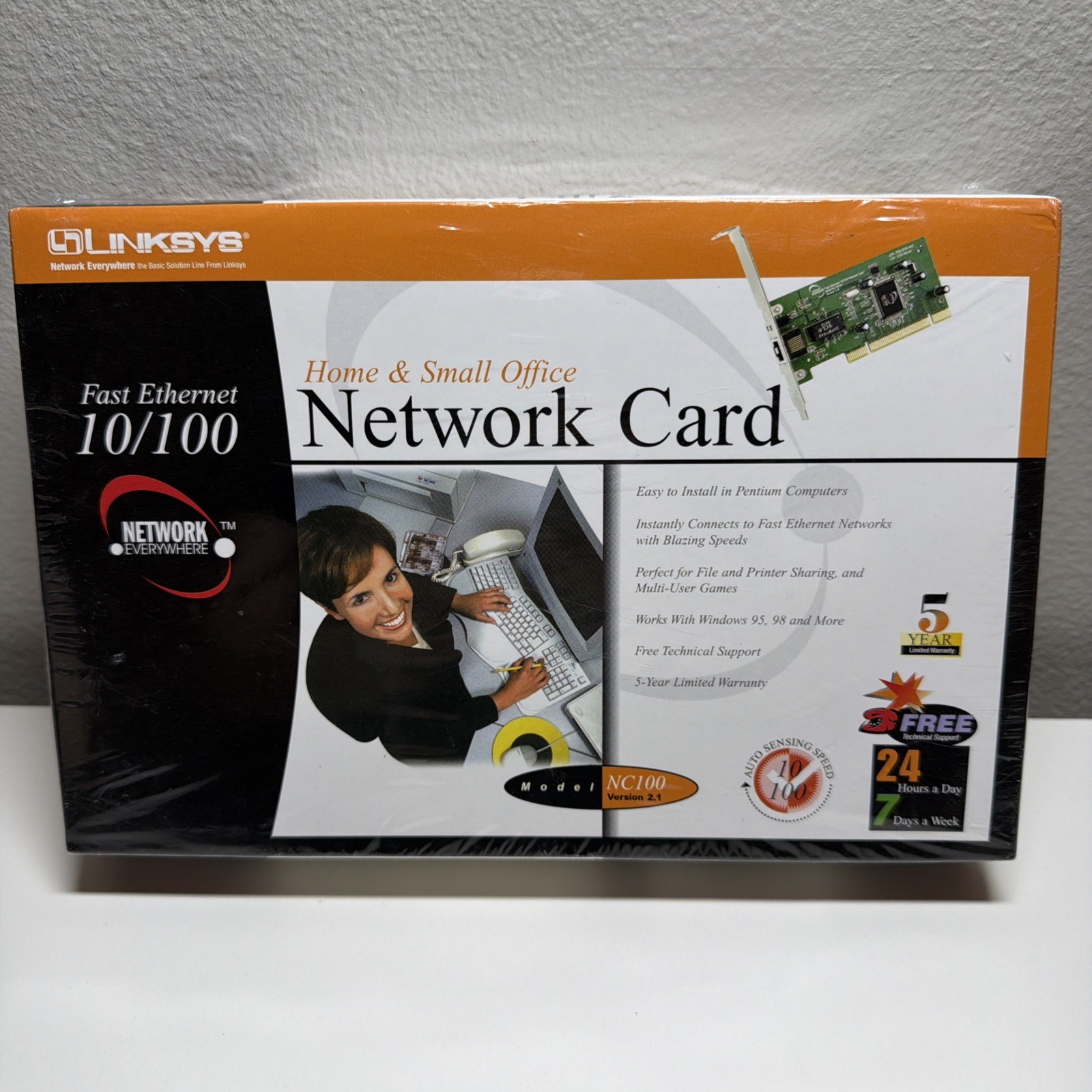 Linksys 10/100Mbps PC Card NP100 PCI 2.1 Fast Ethernet Network Card Desktop- New