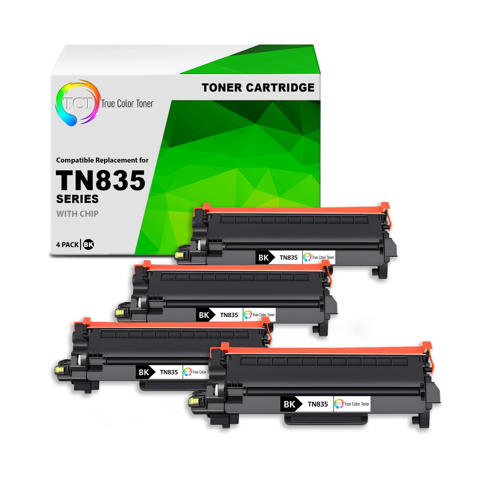 TCT Compatible Black Toner Cartridge Replacement for Brother TN835 – 4-Pack
