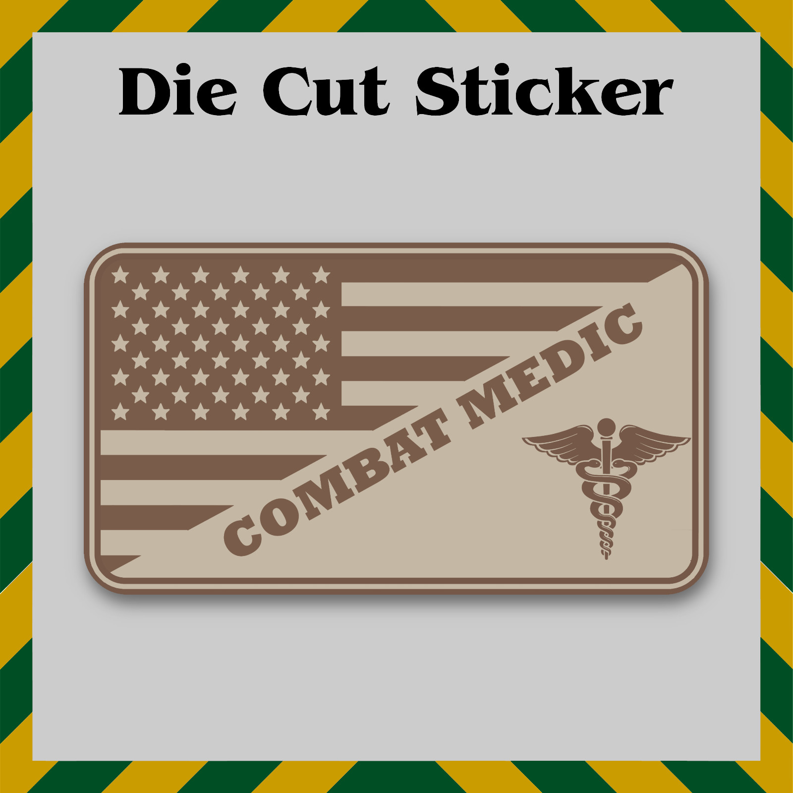 Combat Medic Sticker, American Flag Waterproof Die-Cut Vinyl Printed Decal