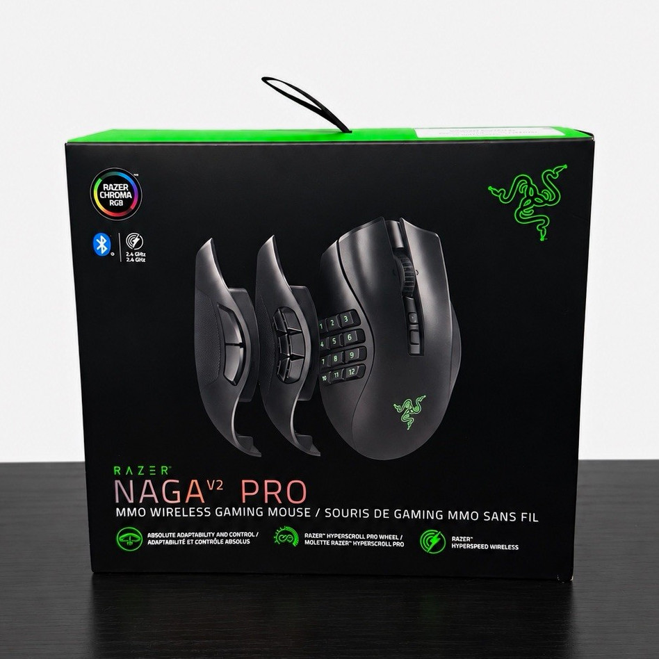 Razer Naga V2 Pro Wireless Gaming Mouse 30K DPI Bluetooth USB-C Black – New