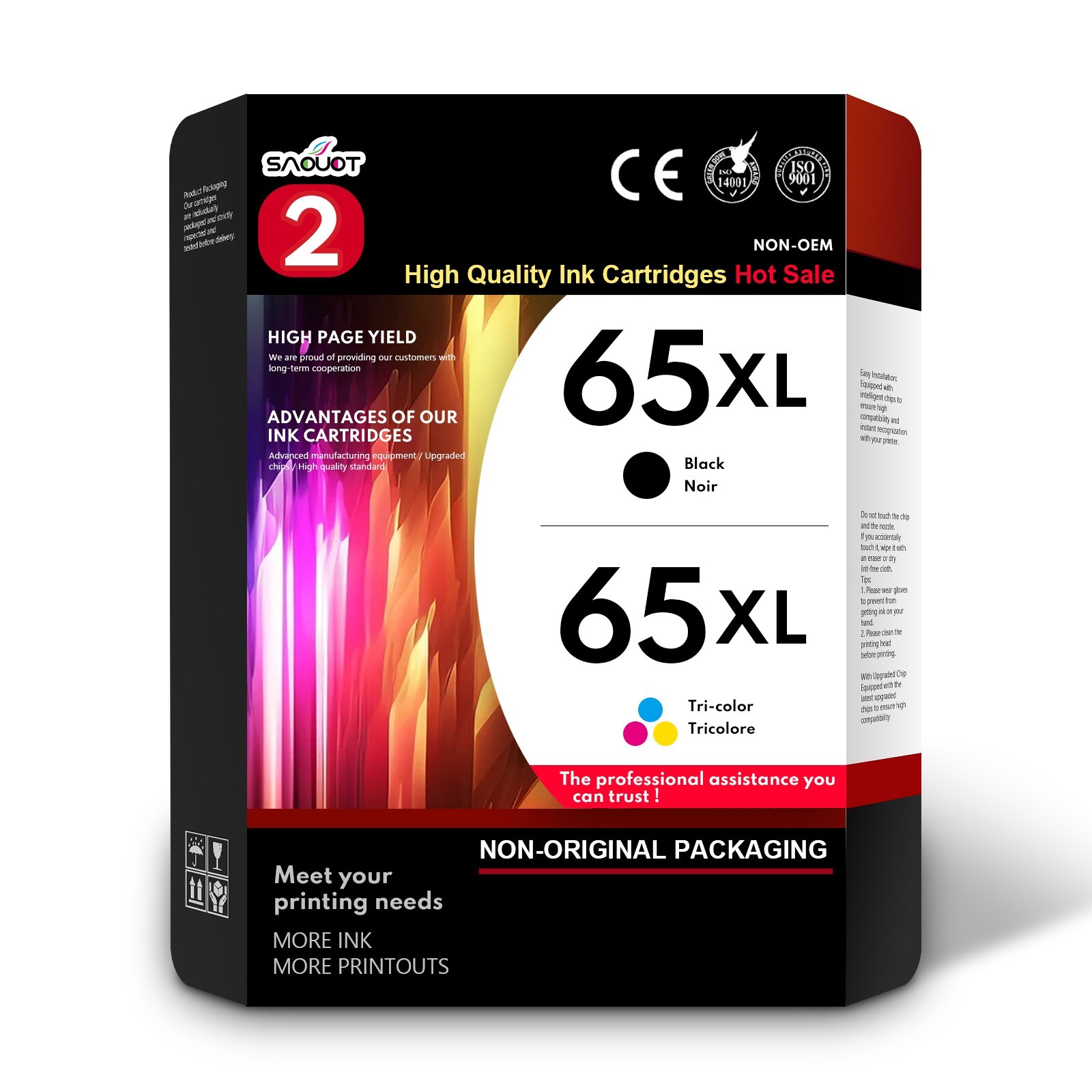 65XL Ink Cartridges Replacement for HP 65 XL AMP 100 120 DeskJet 2620 Envy 5020