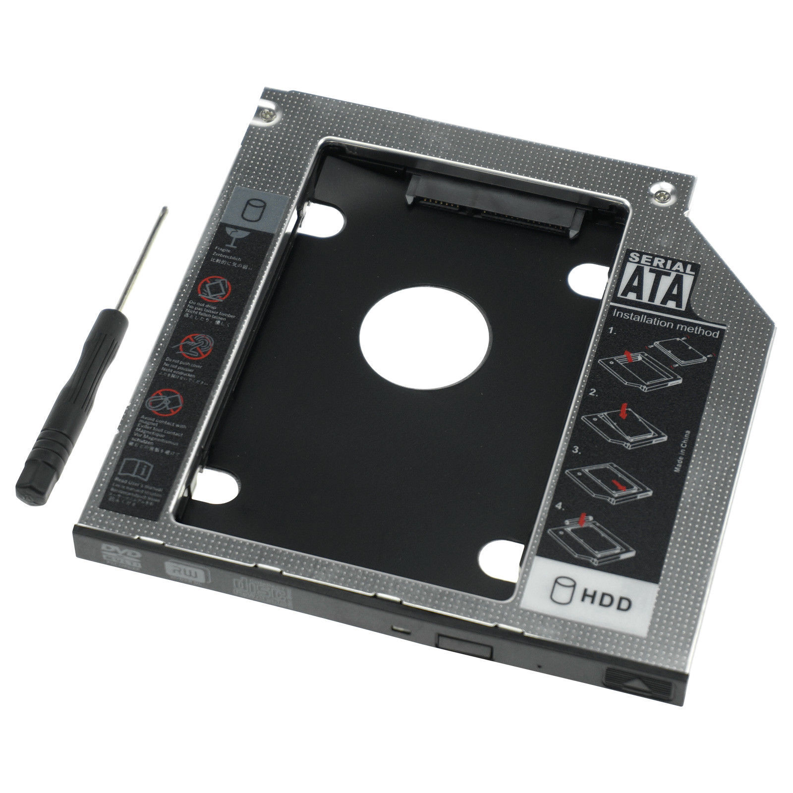 9.5mm Universal 2nd HDD Caddy for Laptop DVD ROM Drive Bay 2.5 SATA SSD Adapter