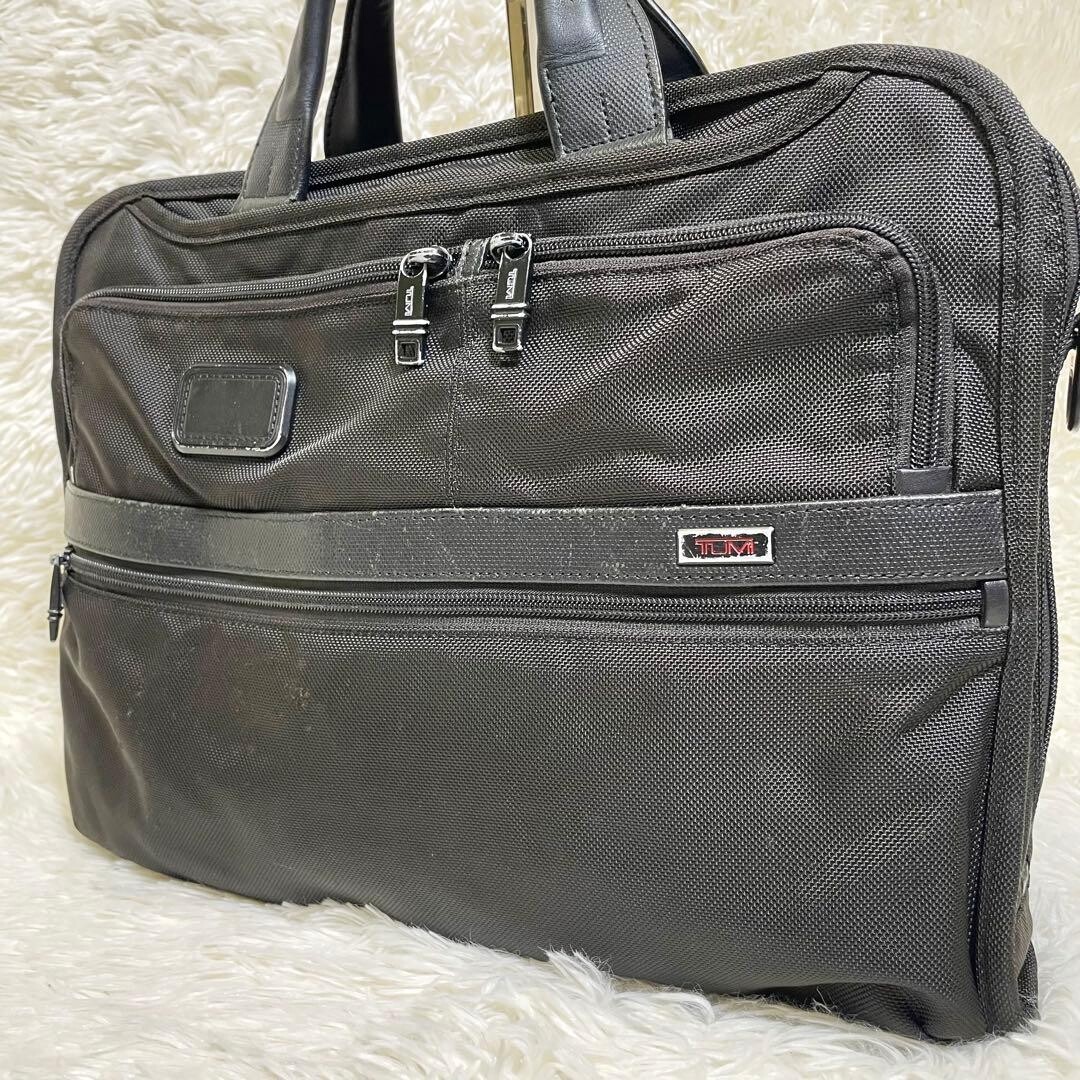 TUMI Alpha 2 26108D2 Nylon Leather 2 Way Briefcase Business Bag Black Red Auth