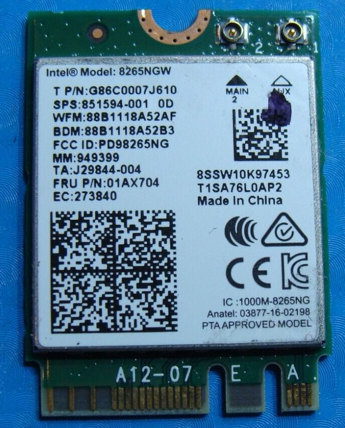 HP ZBook 15.6" 15u G4 Genuine Wireless WiFi Card 851594-001 8265NGW 01AX704