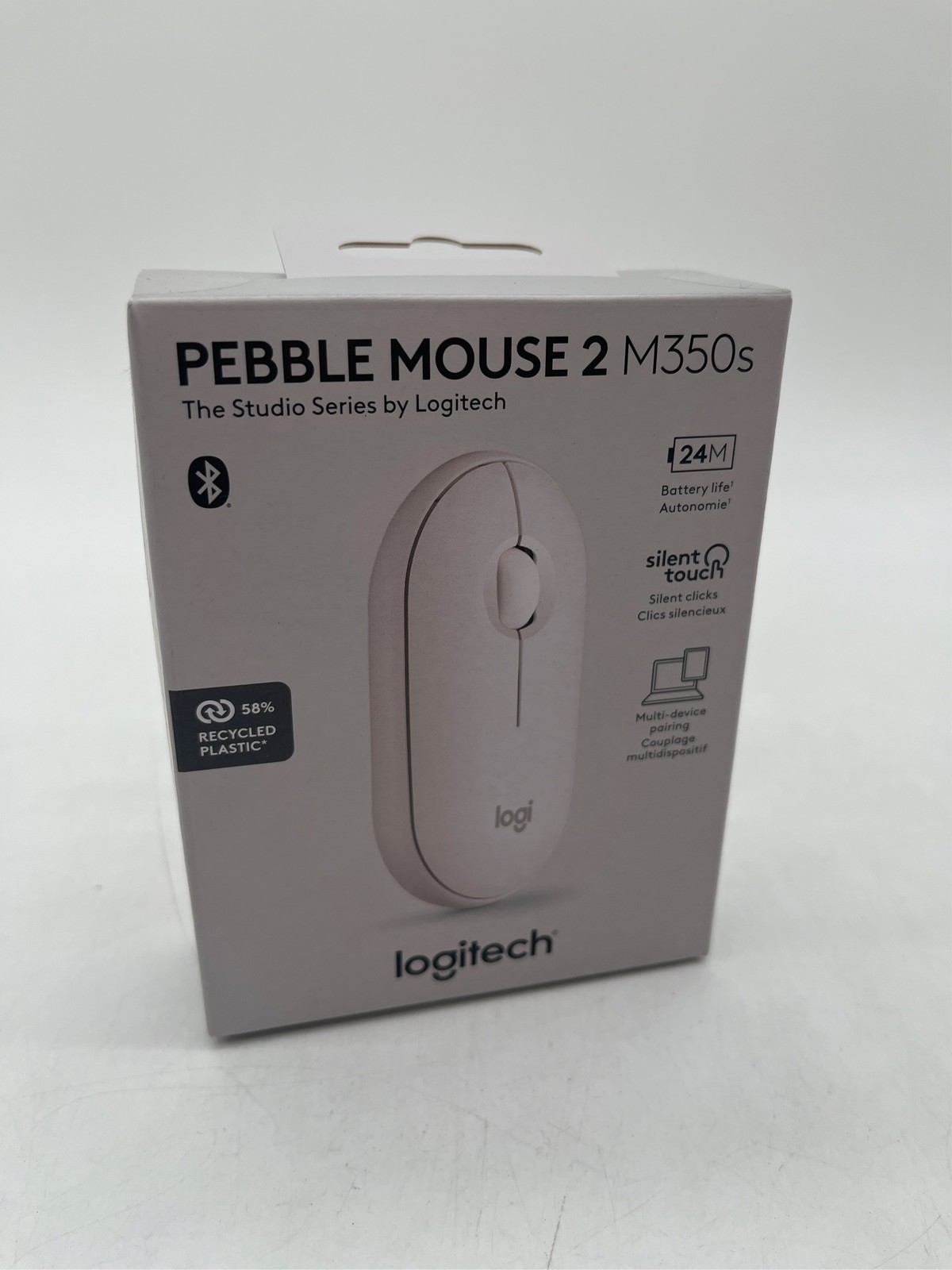 Logitech Pebble 2 M350s Wireless Multi-Device Bluetooth Mouse, 4000 DPI - White