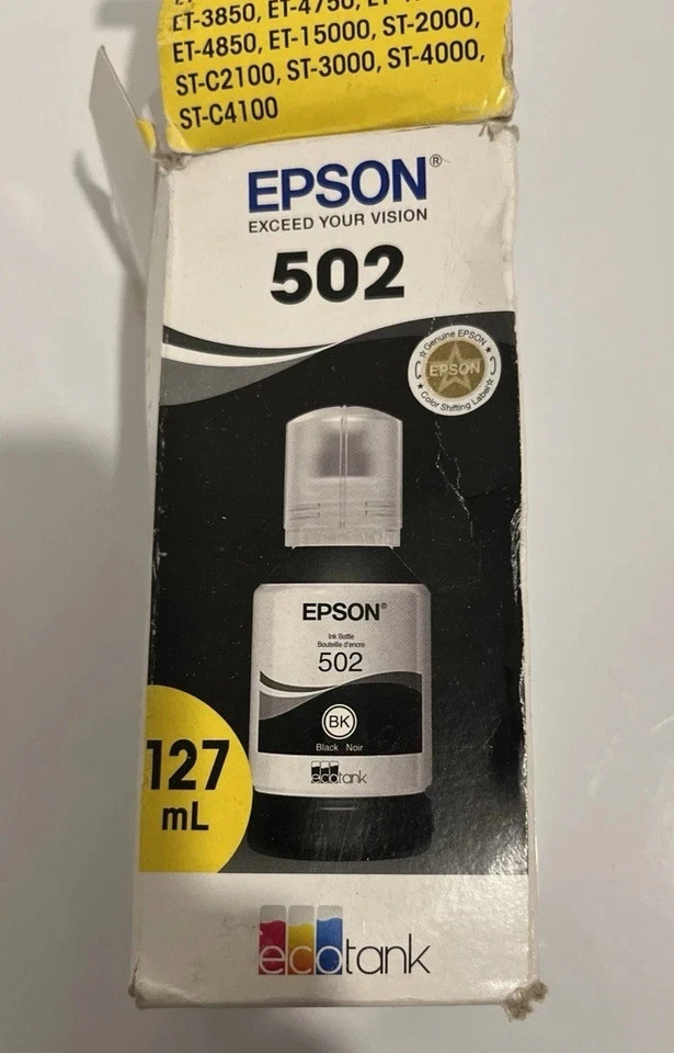 EPSON 502 Ink Bottle Exp 06/2027 ( 127ml ) Black -Open New Box