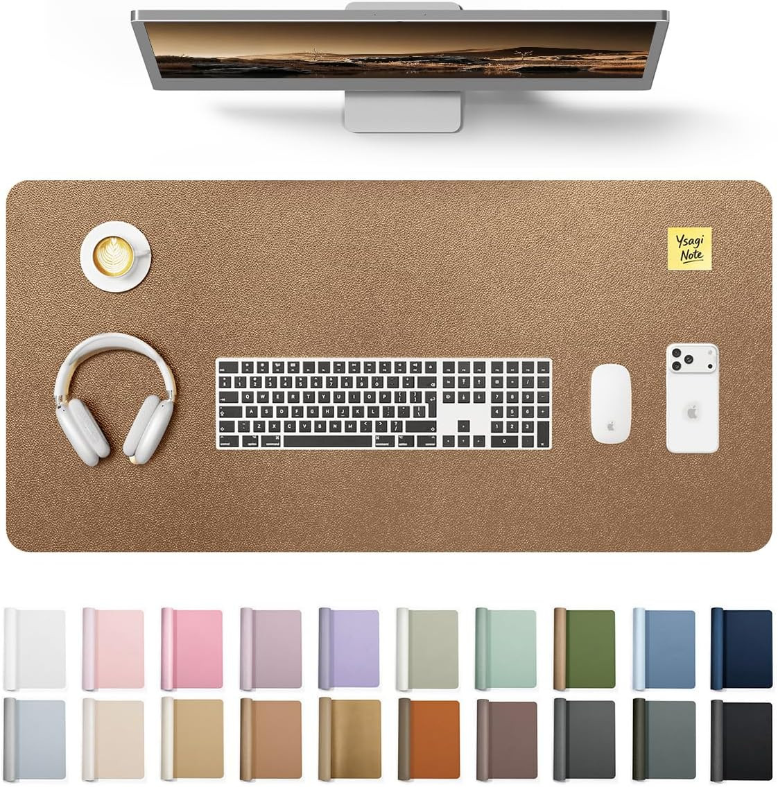 Leather Desk Protector, Office Mat, Large Mouse Mat, Non-Slip PU Leather Blotter
