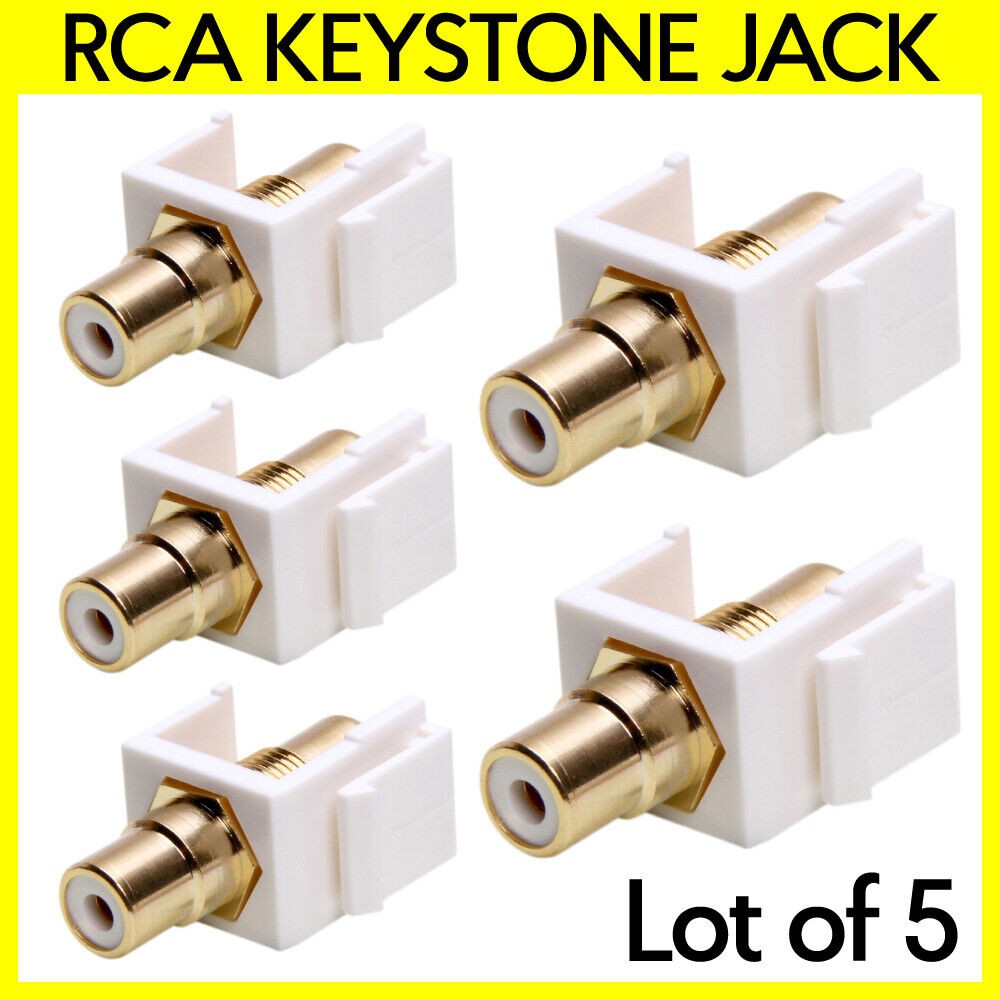 5PCS RCA Keystone Jack Modular Insert Female to Female Coupler with White Center