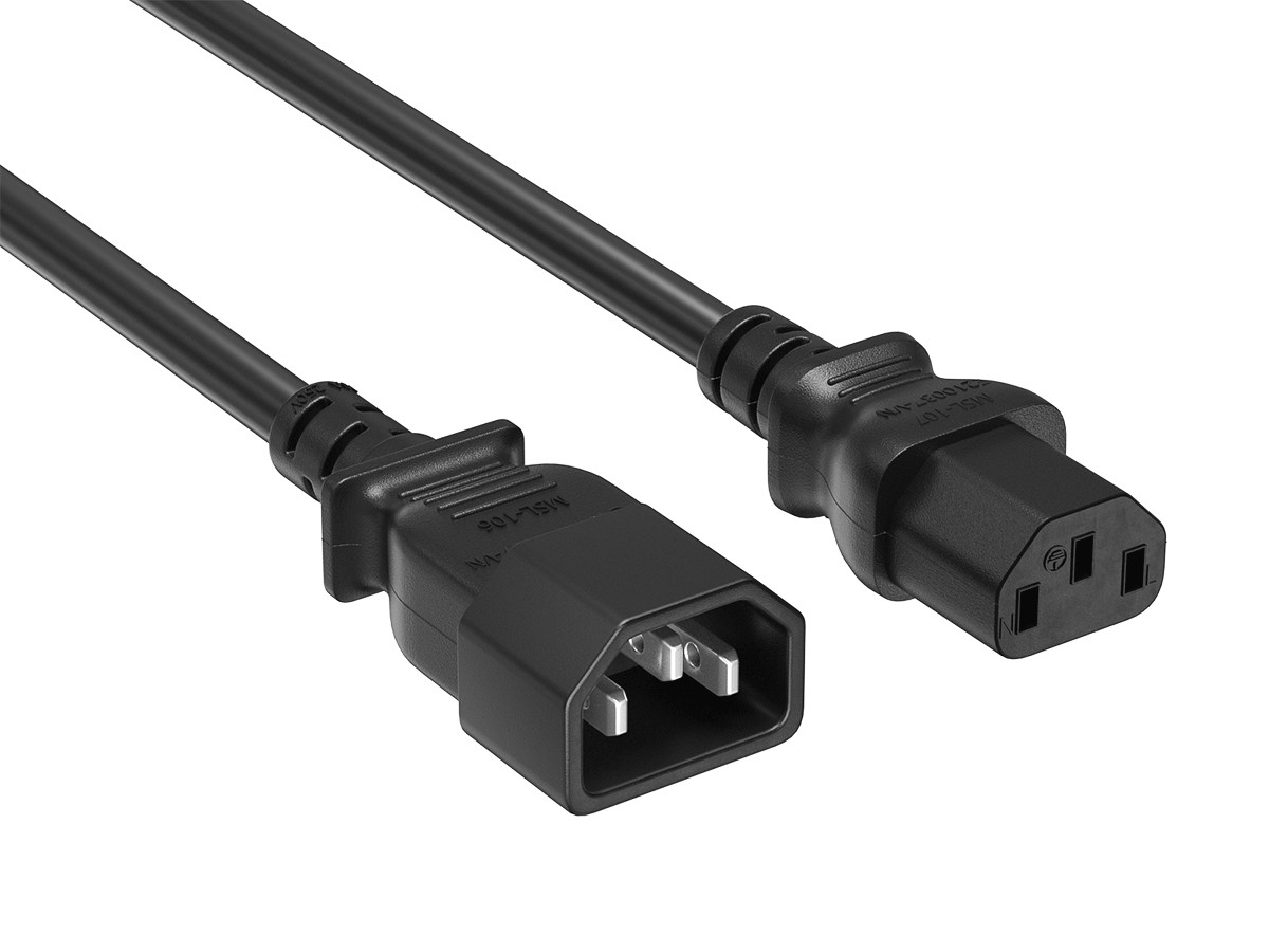 12ft IEC-320 C13 to C14 Heavy-Duty Power Extension Cord 18 AWG 10A/250V SJT, ...