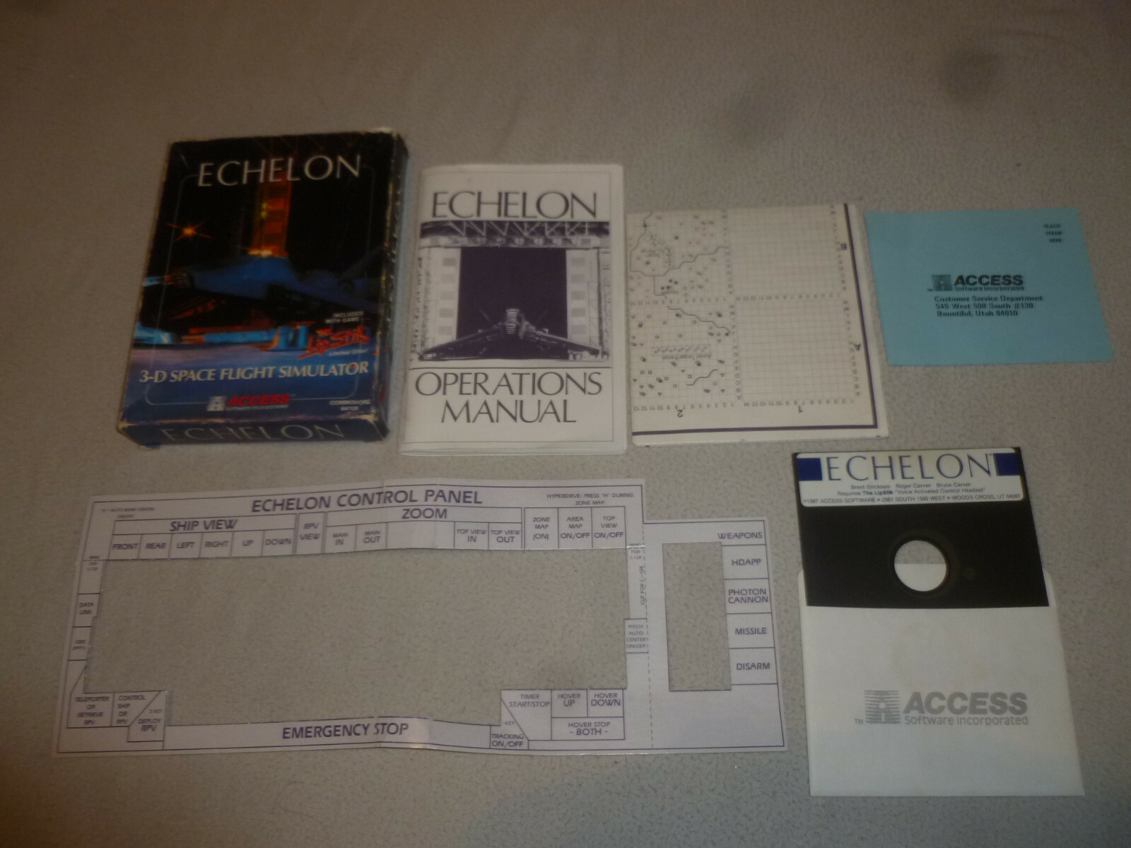 BOXED VINTAGE COMMODORE  COMPUTER GAME ECHELON 3D SPACE FLIGHT SIMULATOR ACCESS