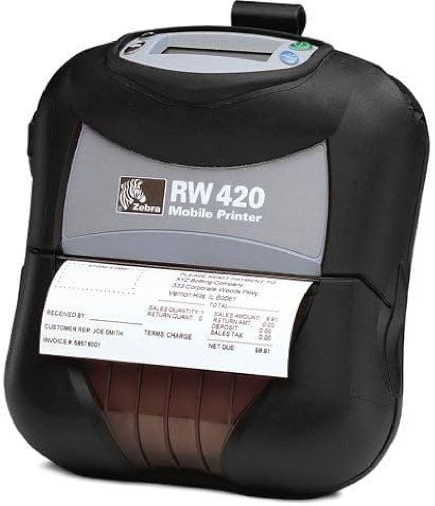 Zebra RW 420 RW420 R4D Wireless Mobile Thermal 4" Printer BLUETOOTH USB