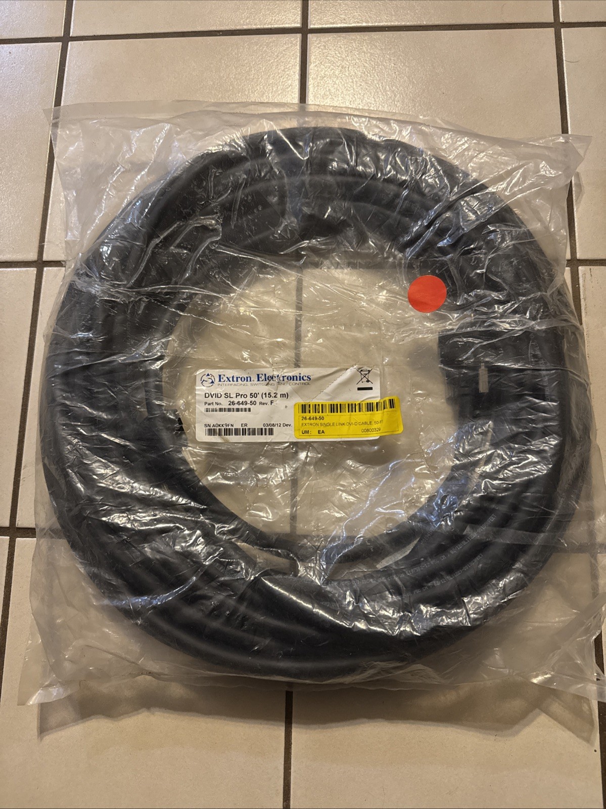 NEW Extron DVID SL PRO 50’ (15.2 m) Part 26-649-50 Rev F Single Link DVI-D Cable