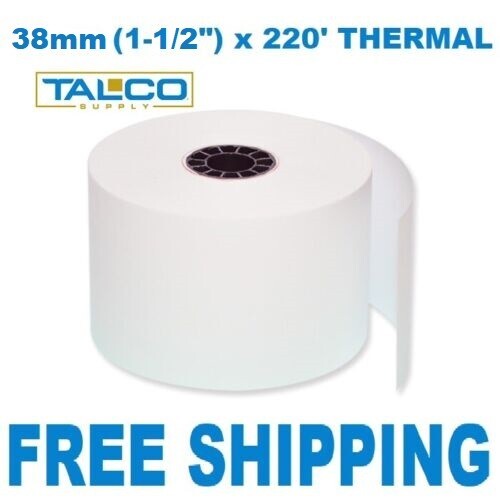 (50) 38mm (1-1/2") x 220' THERMAL CASH REGISTER PAPER ROLLS ~FAST ~