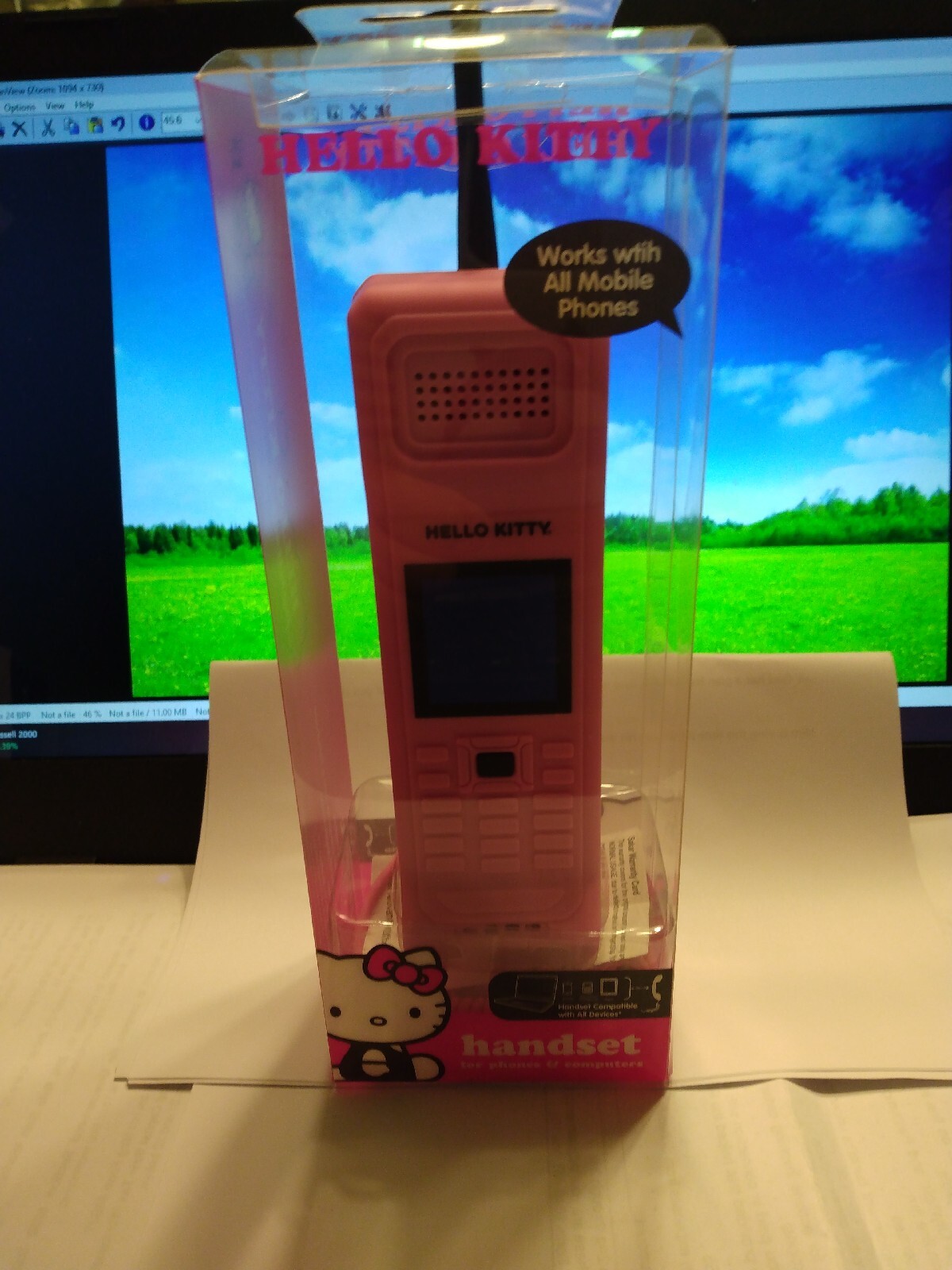 Hello Kitty Handset Microphone Speaker Use With Cellphones Tablets and Computers