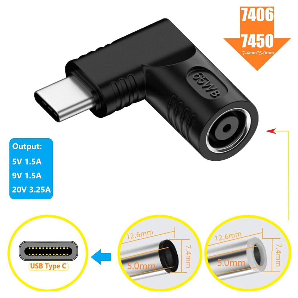Lot Laptop Charger TO USB Type C 65W Adapter Converter 7406 / 7450 For HP/Dell F