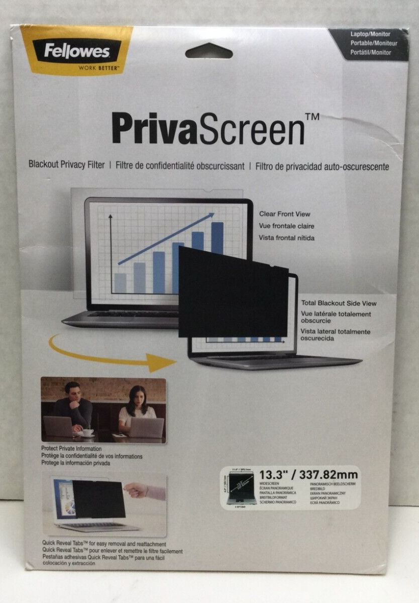 Fellowes PrivaScreen, 13.3" Blackout Privacy Filter, Great for Laptops/Monitors
