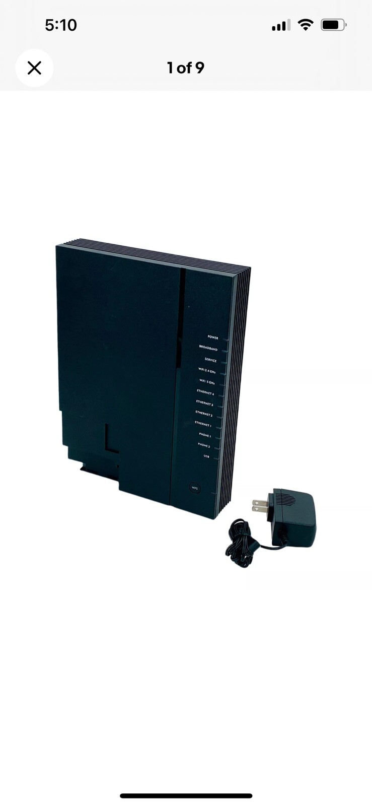 Calix GigaCenter 844E-1 Wireless 2.4GHZ 5G Dual WiFi Router Modem w/ Adapter