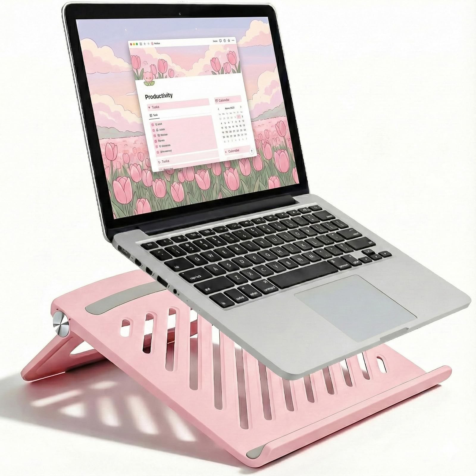 Cute Pink Laptop Stand Desk Adjustable Foldable Riser Ventilated AntiSlip