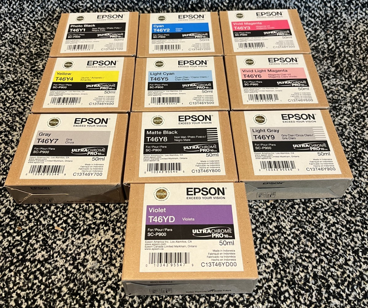 Epson SC-P900 Ink Cartridge 50mL Capacity Set of 10 Dates: 2026, 2027, 2028