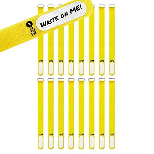 16 Pack Yellow Cinch Straps 12 Inch Cable Organizers with Metal Buckle