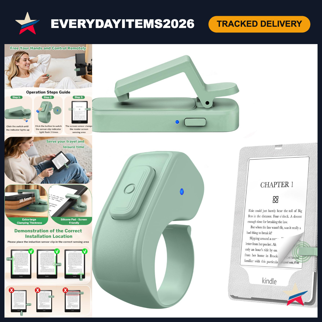 Page Turner Ring for Kindle & Tablets, Remote Control for iPhone & iPad, eReader