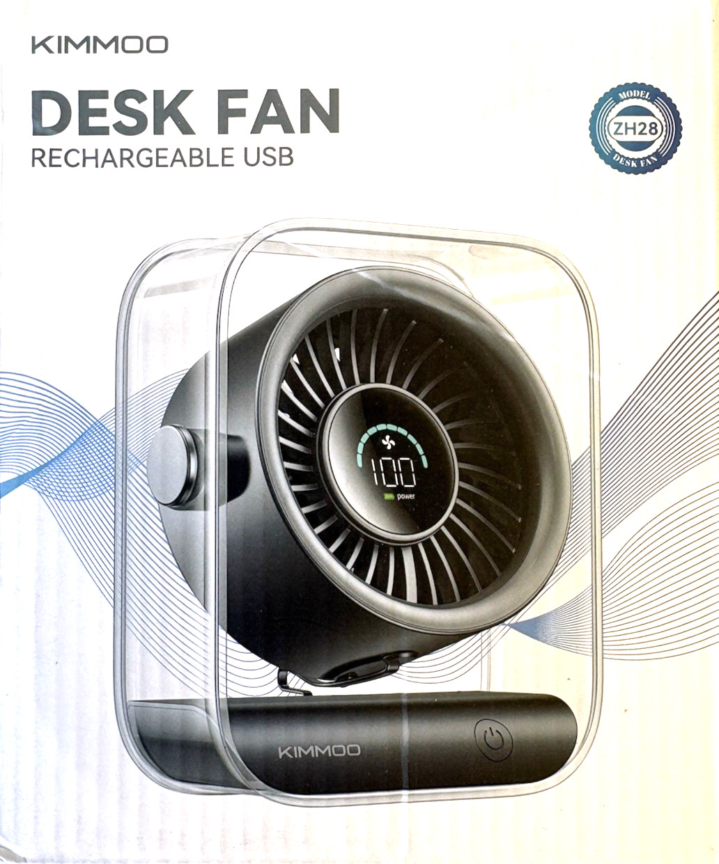 KIMMOO Rechargeable USB Desk Fan Quiet Table Fan with Turbo Small Black B13