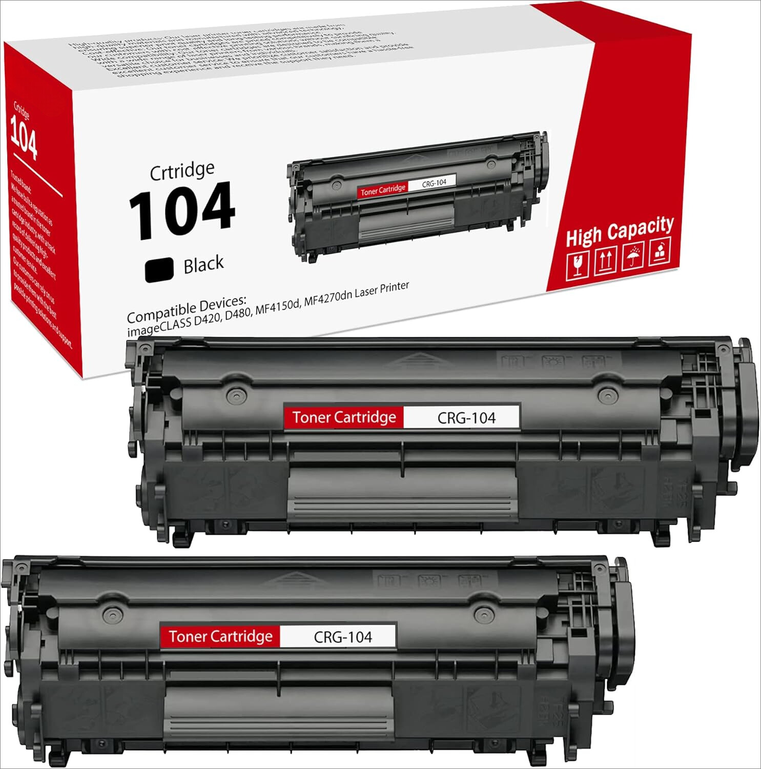 Toner Cartridge 104 Replacement For Canon 104 ImageClass MF4150 D420 MF4350d 2PK