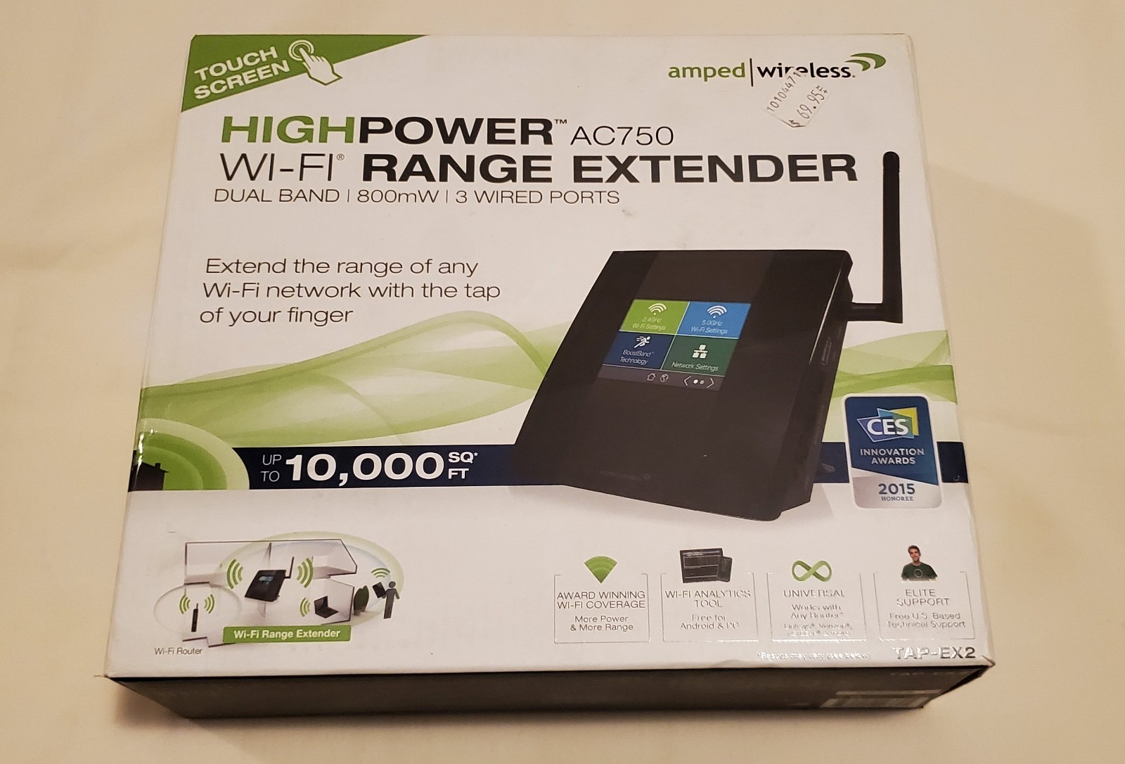 Amped Wireless High Power Touch Screen AC750 Wi-Fi Range Extender (TAP-200) E5
